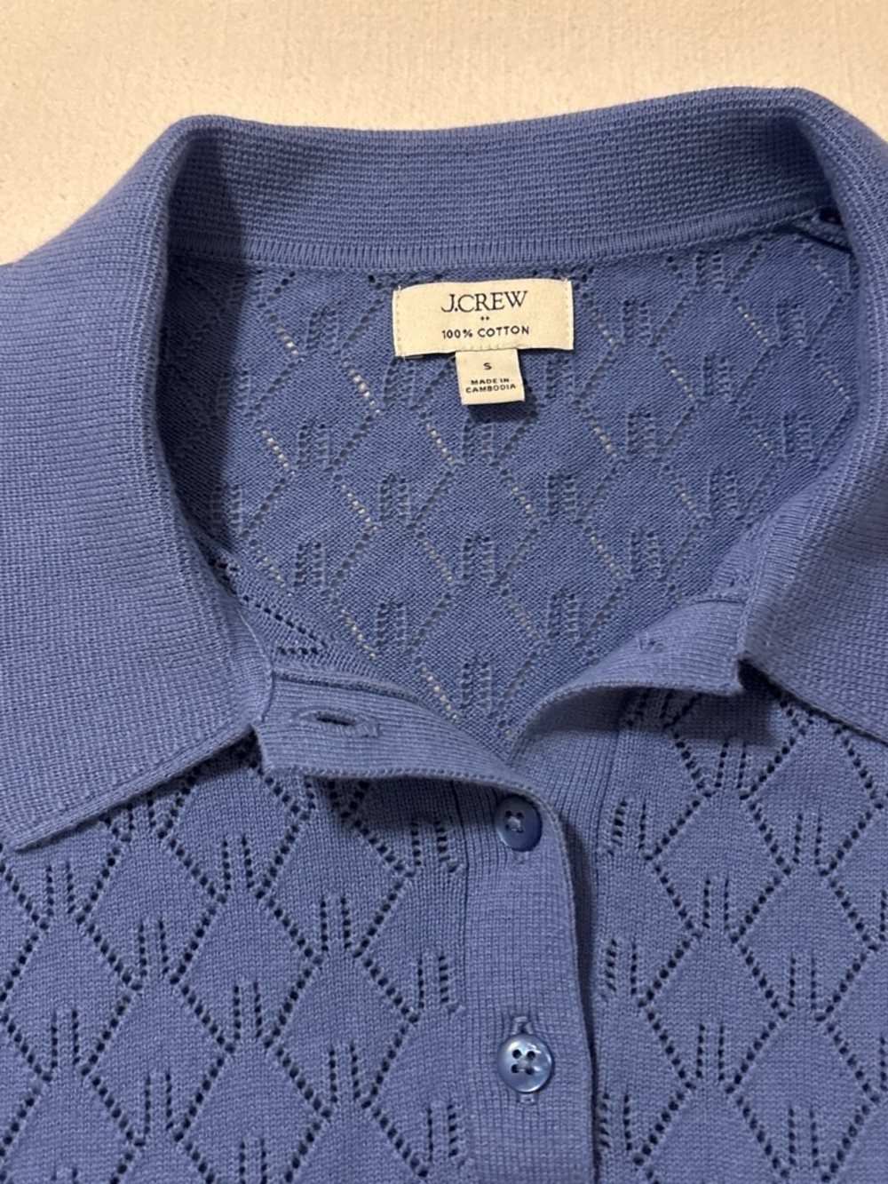 J. Crew Periwinkle Pointelle Polo Sweater